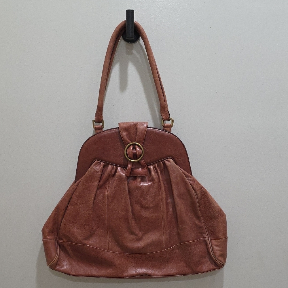 Vintage Brown Leather Hobo‎